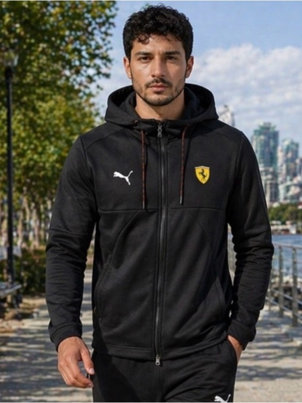 COPY PUMA X SF SCUDERIA FERRARI $150 Street Softshell Hoodie Full Zip Black XL